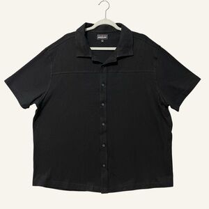 American Giant Mens Button Up Horizon Shirt Size 2XL Black Short Sleeve Jersey